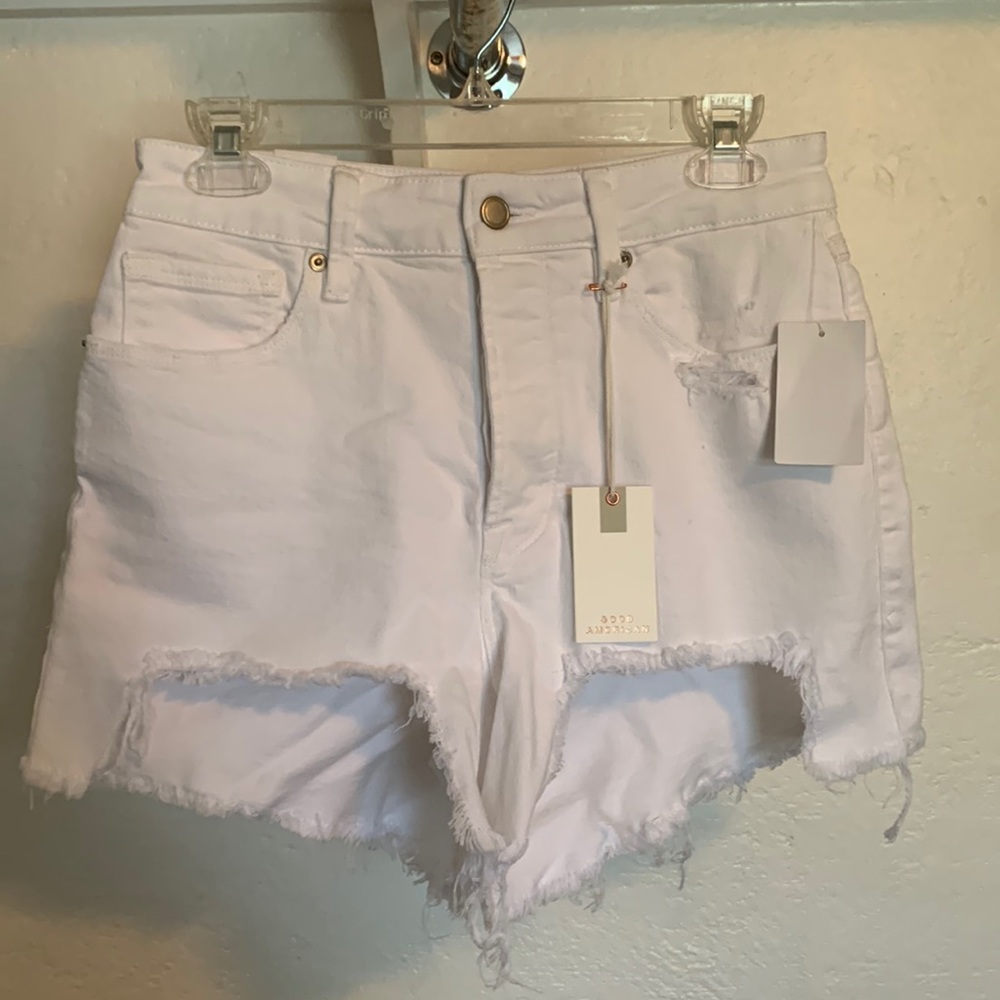 Good American White Denim Bombshell Short